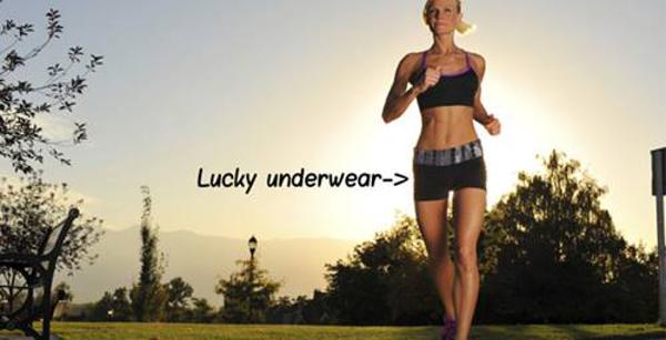 women running with label that says : lucky underwear