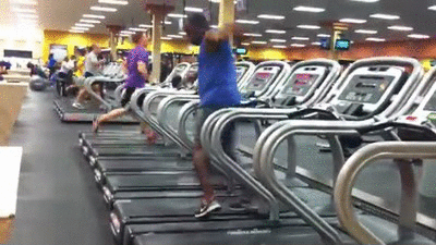 man dancing on a treadmill