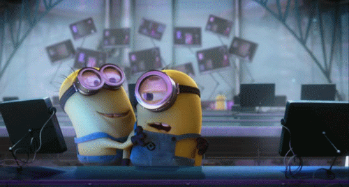 one minion kissing another minion
